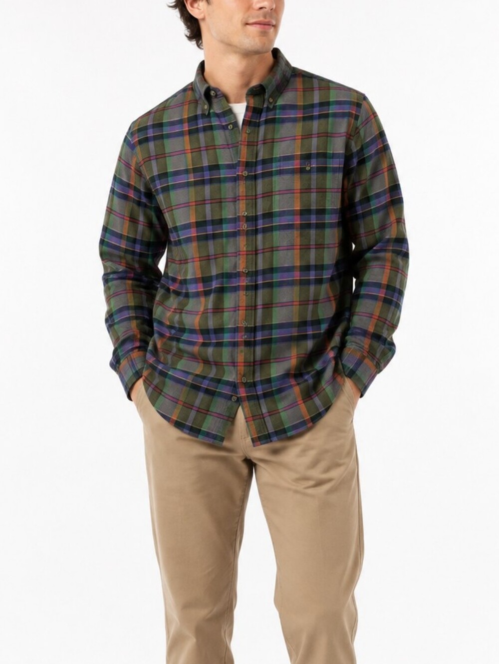 100% Cotton Flannel Shirt Boston Traders Men's Heavyweight Large Plaid 16 - 16.5